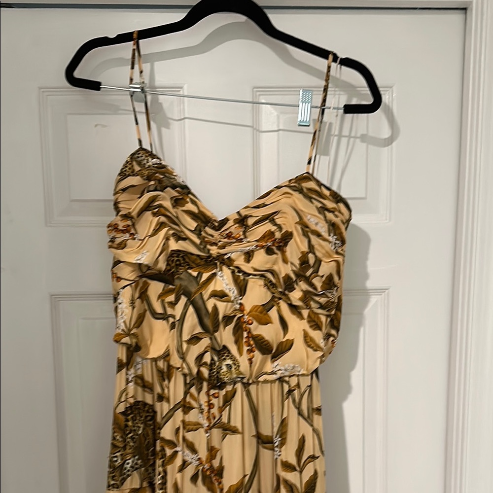Brown and Tan Maxi Sundress with Spaghetti Straps for Wedding Guest